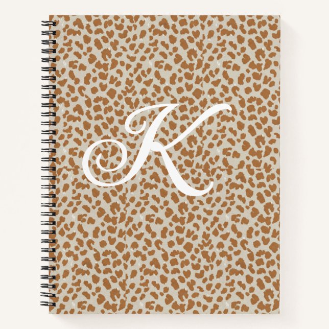 Carnet Motif peau de panthère monogrammé nom lettre marro (Devant)