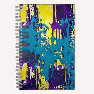 Carnet Motif peint en violet violet à motif turquoise