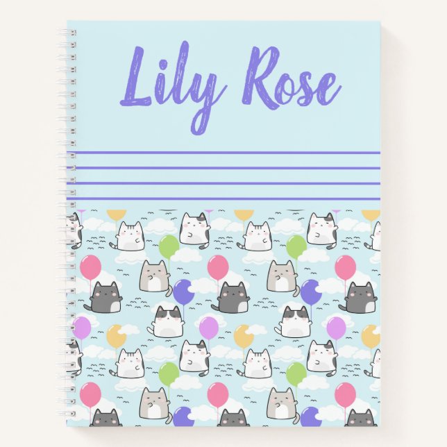 Carnet Motif personnalisé de chats mignons pour enfants (Devant)