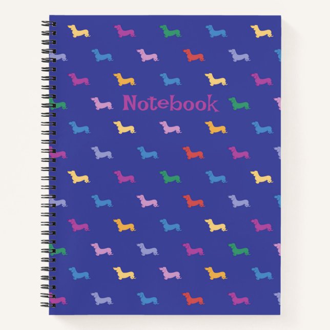 Carnet Motif personnalisé de dachshunds colorés Grand (Devant)