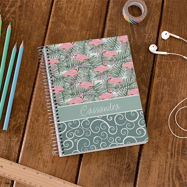 Carnet Motif personnalisé de flamants roses mignons et de (Créateur téléchargé)