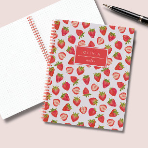 Carnet Motif personnalisé de fraise d'été avec nom