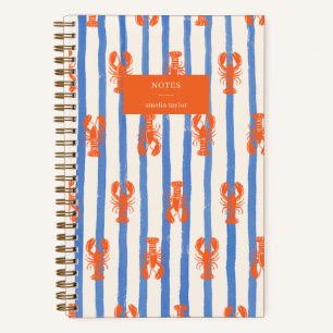 Carnet Motif personnalisé de homard rayé d'été