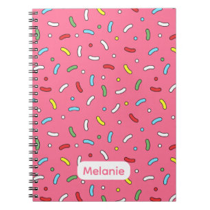 Carnet Motif personnalisé de paillettes de bonbons roses