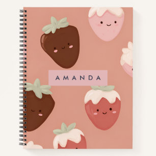 Carnet Motif personnalisé Kawaii Chocolate de fraise