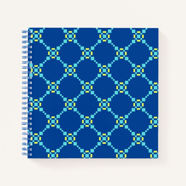 Carnet Motif Pixelé bleu et jaune (Devant)