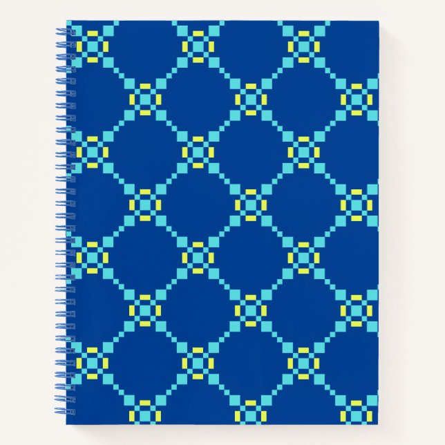Carnet Motif pixelisé bleu et jaune (Devant)