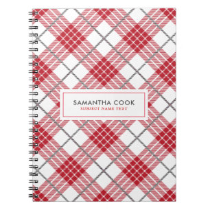 Carnet Motif plaid blanc rouge et gris