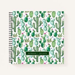 Carnet Motif Plante Cactus aquarelle