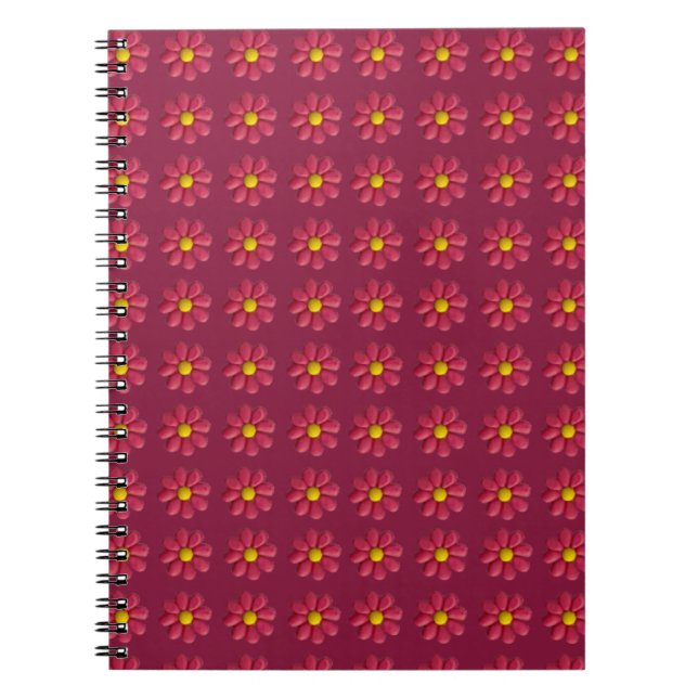 Carnet Motif Plasticine Red Flower sur Bourgogne (Devant)