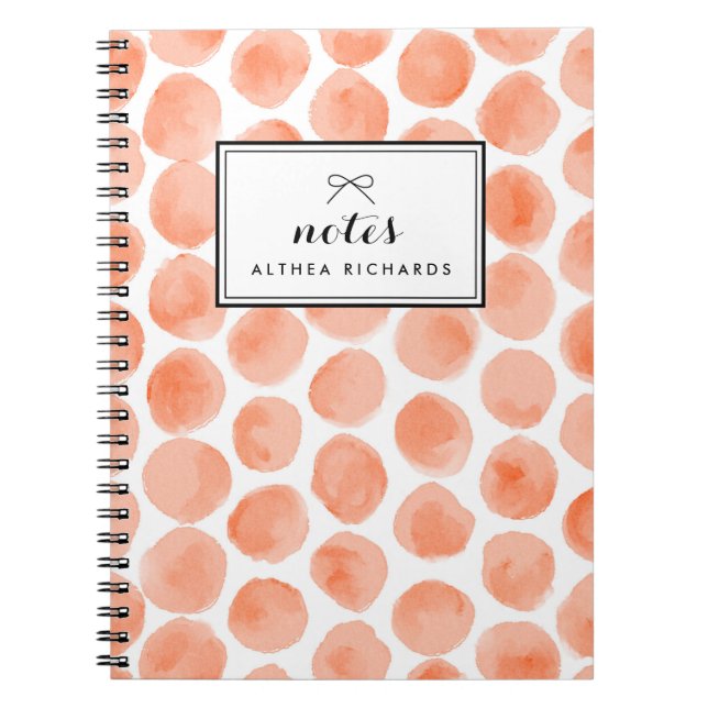 Carnet Motif Pois Orange Watercolor Personnalisé (Devant)