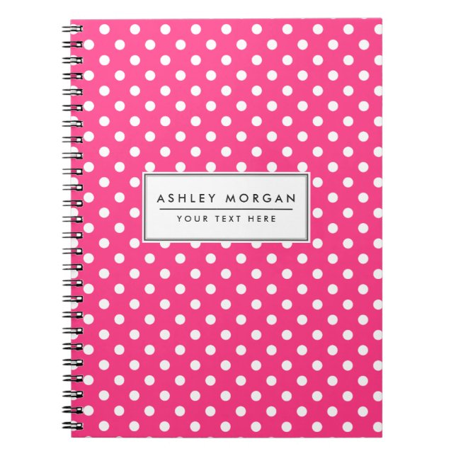 Carnet Motif Pois rose et blanc (Devant)