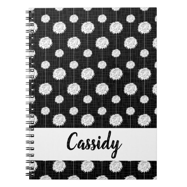 Carnet Motif Pom Pom Pom-pom girl noir (Devant)