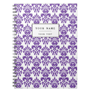 CARNET MOTIF POURPRE FONCÉ 2 DE DAMASSÉ