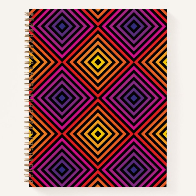 Carnet Motif psychédélique Rainbow Chevron (Devant)
