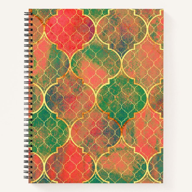 Carnet Motif Quatrefoil couleur aquarelle (Devant)