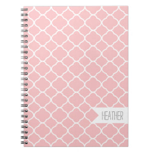 Carnet Motif Quatrefoil géométrique rose clair personnali