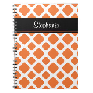 Carnet Motif Quatrefoil orange et blanc