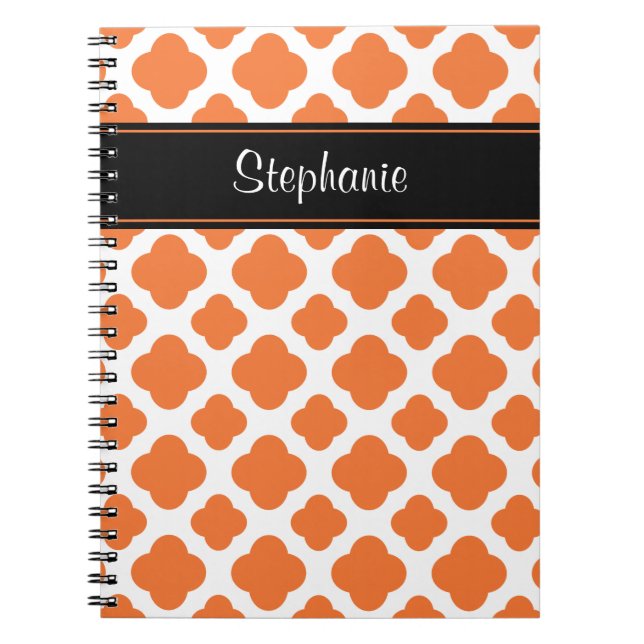 Carnet Motif Quatrefoil orange et blanc (Devant)