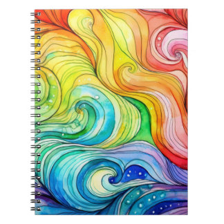 Carnet Motif Rainbow Swirl