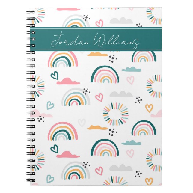 Carnet Motif Rainbows & Hearts (Devant)
