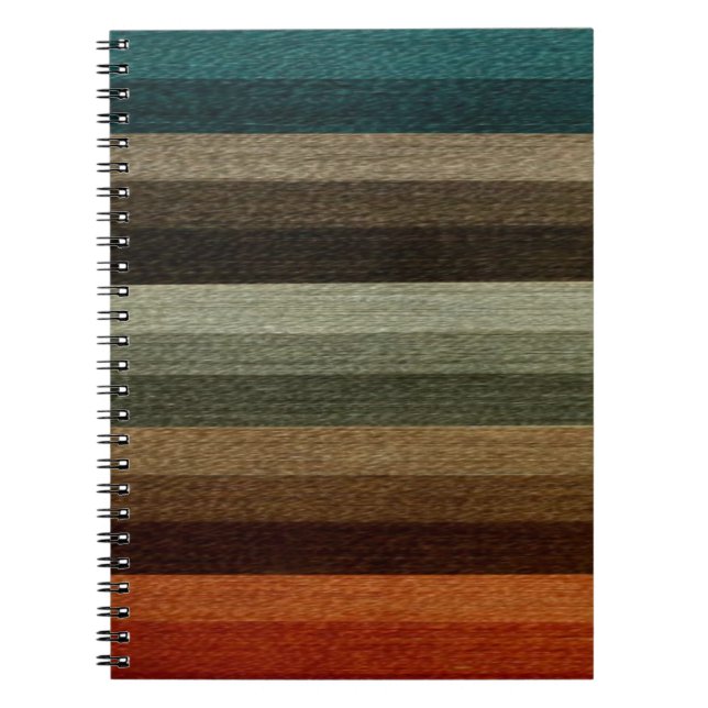 Carnet Motif rayé automnal chaud vintage, tons terreux (Devant)