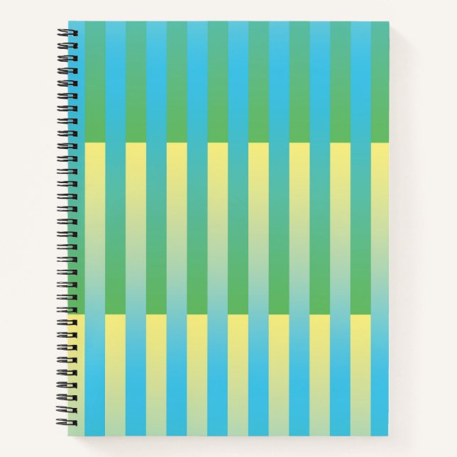 Carnet Motif rayé bleu jaune vert (Devant)