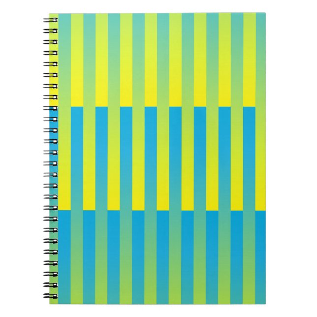 Carnet Motif rayé bleu jaune vert (Devant)