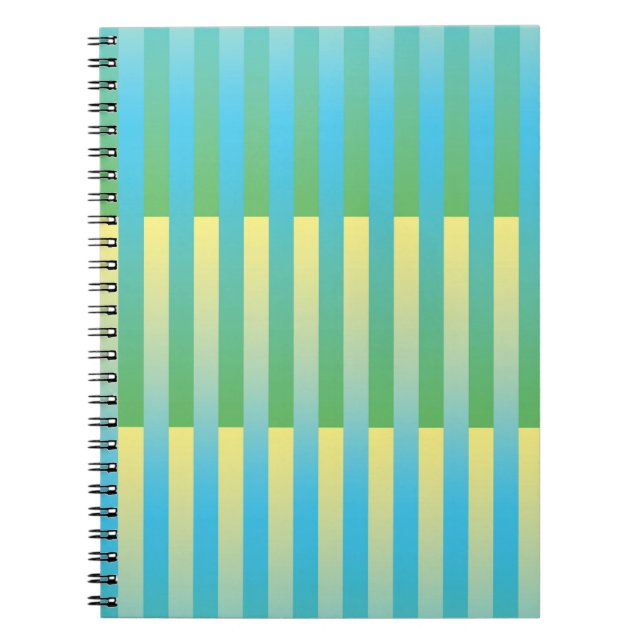 Carnet Motif rayé bleu jaune vert (Devant)