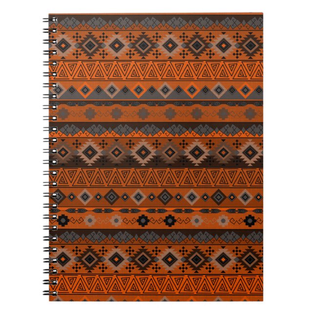 Carnet Motif rayé ethnique brillant. (Devant)