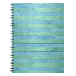 Carnet Motif rayé pastel vert menthe et turquoise