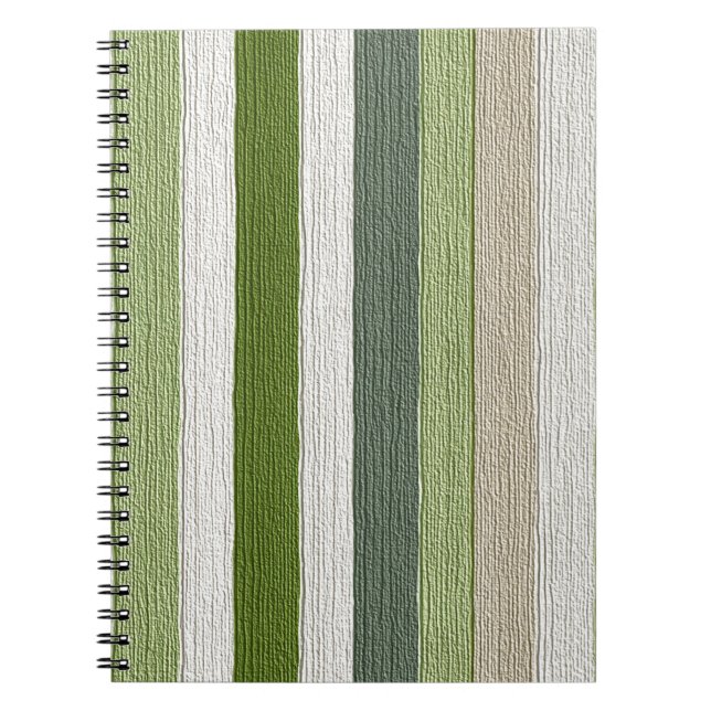 Carnet Motif rayé vert et crème (Devant)