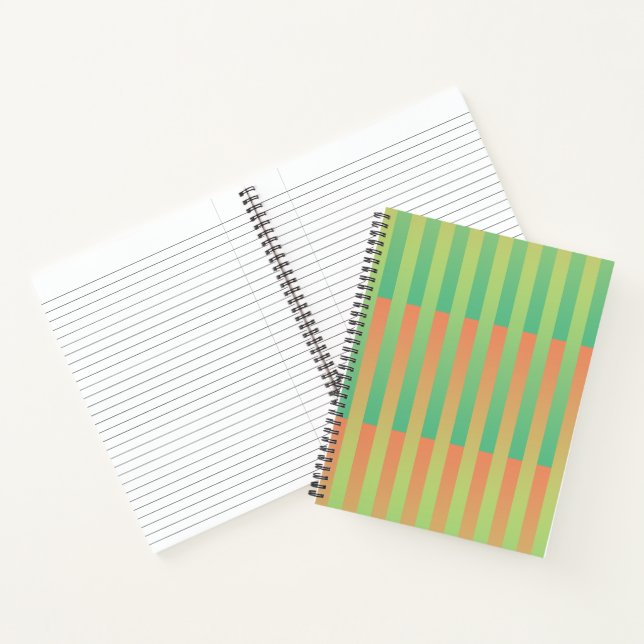 Carnet Motif rayé vert orange (Intérieur)