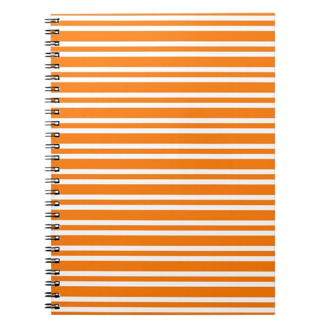 Carnet Motif rayures blanches orange (Devant)