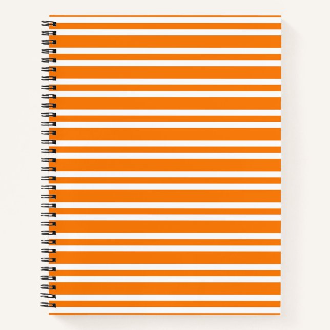 Carnet Motif rayures blanches orange (Devant)
