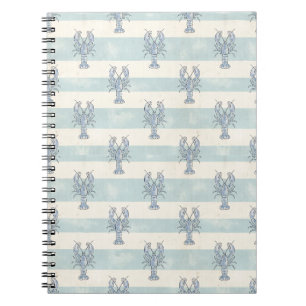 Carnet Motif rayures nautiques homard bleu côtier