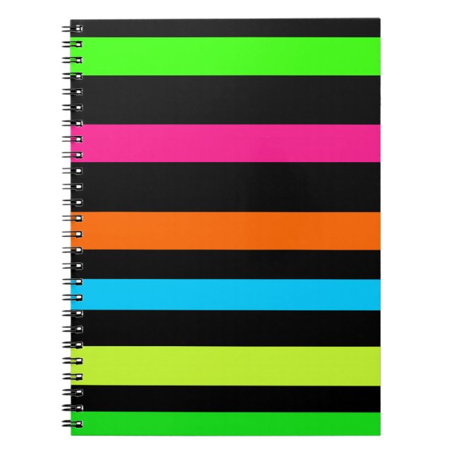Carnet Motif Rayures Néon (Devant)