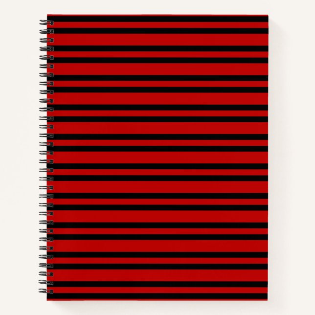 Carnet Motif rayures rouge noir (Devant)