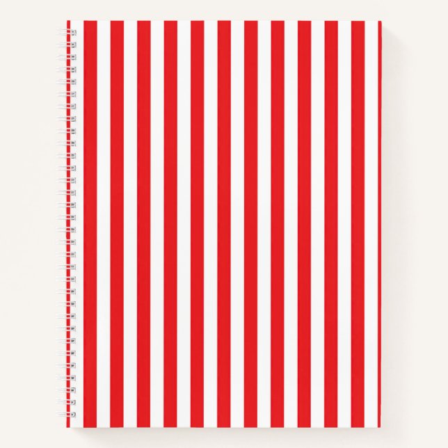 Carnet Motif rayures verticales rouges et blanches classi (Devant)