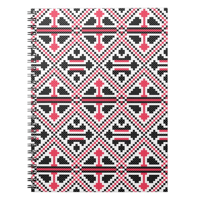 Carnet Motif rétro à point rouge et noir (Devant)