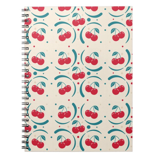 Carnet Motif Rétro Cerise Douce  (Devant)