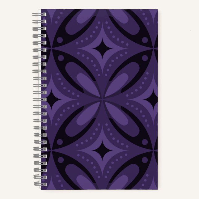 Carnet Motif Rétro de Couleur Violet Foncé (Recto)