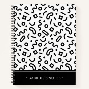 Carnet Motif Retro Squiggle Ajouter Votre Nom