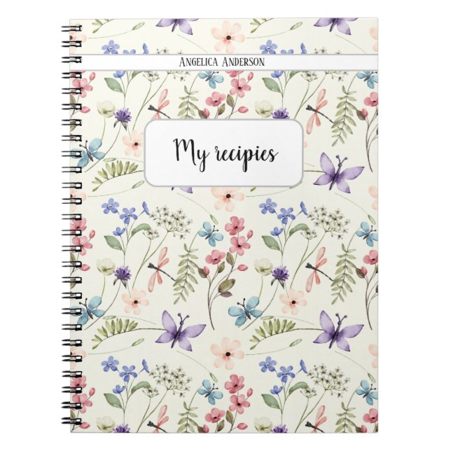 Carnet motif romantique fleur sauvage (Devant)