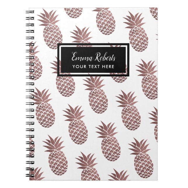 Carnet Motif rose d'ananas d'or élégant (Devant)