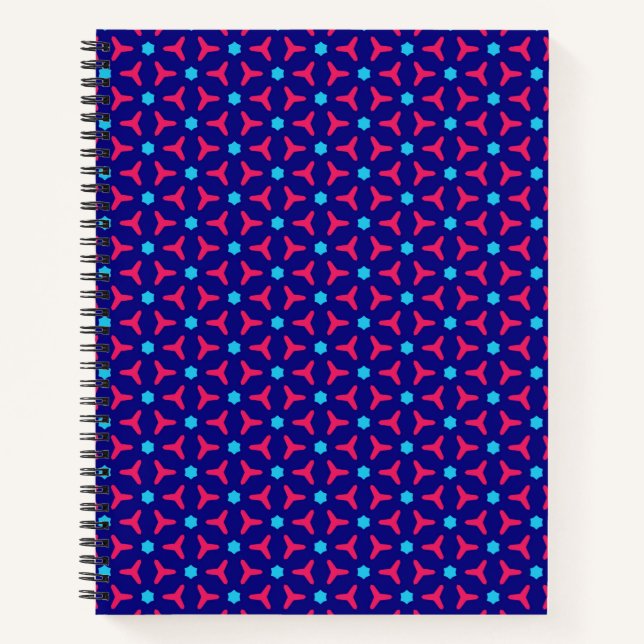 Carnet Motif rose et bleu chaud (Devant)