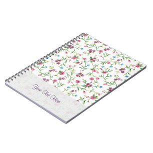 Carnet Motif rose et bleu pour petites fleurs