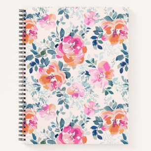Carnet Motif rose et Turquoise