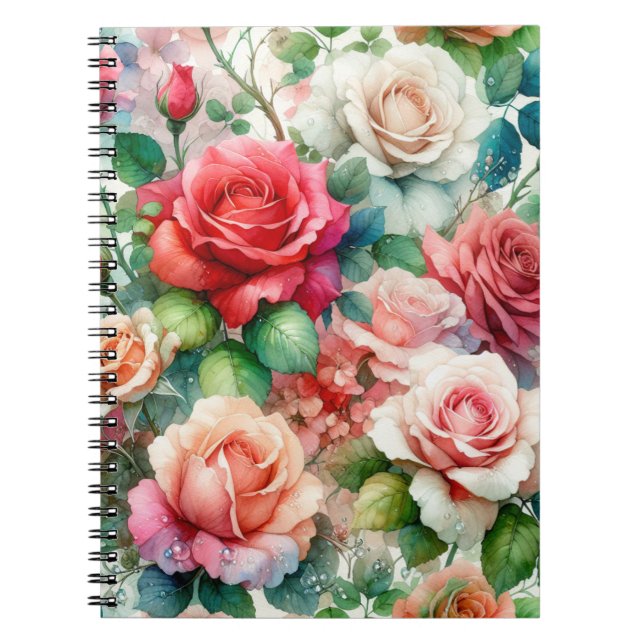 Carnet Motif Rose Fantaisiste (Devant)