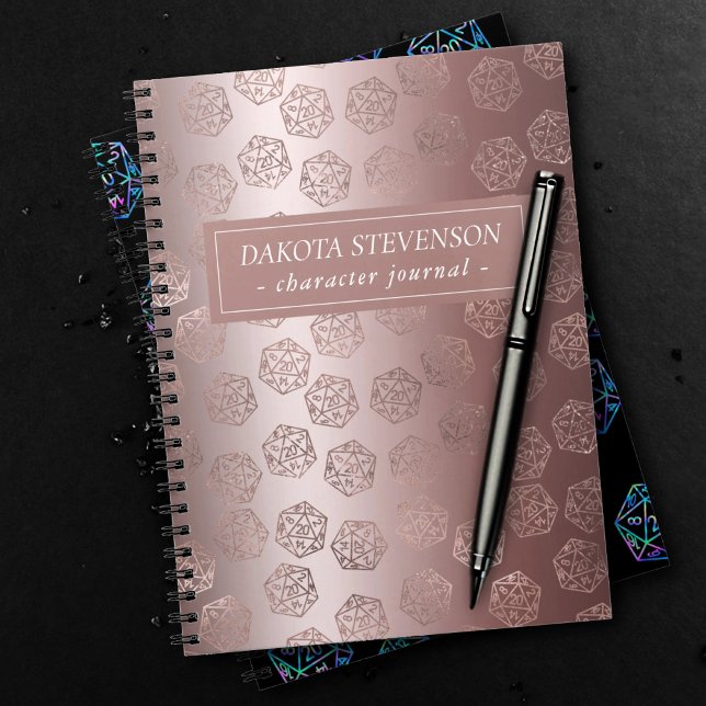 Carnet Motif rose Gold D20 | Caractère de dés de joueur d (Créateur téléchargé)